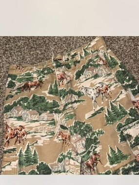 Dairy boy Horse & Landscape Print Cargo jeans in Tan and I Green